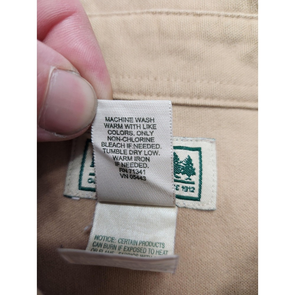 L.L.Bean Shirt Mens Large Tan Button Up Long Sleeve Cotton Two Pockets Workwear - Picture 3 of 13
